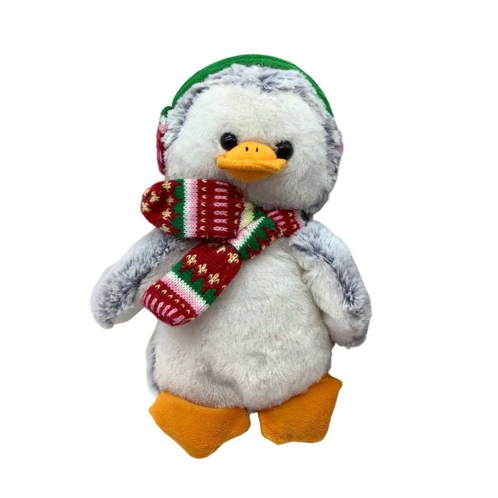 Hug & Luv White Gray Scarf Ear Muff Winter Penguin Friend Stuffed Animal Plush